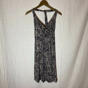 Boden St Lucia White Palm Leaf Print Tropical Halter Sundress Grey Dress Size 2R